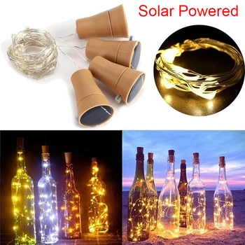 Solar Powered veinipudeli Kork Festival Väljas Valgust Vanik Tuled Väljas Haldjas Hele 1M/2M Kujuline LED vasktraat String