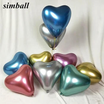 Uued 10tk Südames, Läikiv Metallist Lateks Õhupallid Paksusest Kroomitud Metallist Ballon Täispuhutav Õhu Globos ystävänpäivä Pool Kaunistused