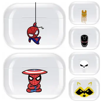 Iron Man Spiderman Läbipaistev TPU Puhul Airpods Pro 3 Juhul Silikoon Kõrvaklappide Tarvikud Õhu Kaunad 3 Apple Kaitsva 1 2