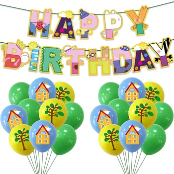 12-tolline Latex Balloon Notsu Paber Banner Flag Lill Lapsed Happy Birthday Set Aastapäeva