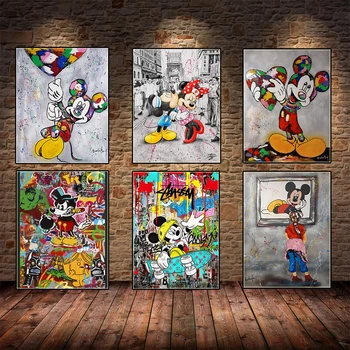 Disney Cartoon Miki Minni Plakatid armuelu Graffiti Art Lõuend Maali ja Trükib Lastele Ruumi Seina Kingitus Decor Cuadros
