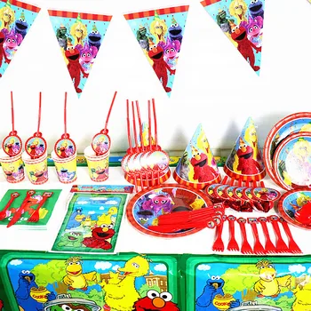 Sesame Street Peace Elmo Partei Teenetemärgi Lauanõud Paber Cup Plaat Õled Müts Baby Shower Õhupalli Kids Sünnipäeva Tarvikud