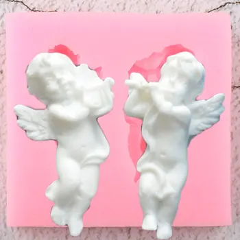 3D Music Angel Baby Silikoonist Vormid DIY Pool Cupcake Torukübar Fondant Kook Dekoreerimiseks Vahendid Candy Savi Šokolaadi Gumpaste Hallitusseened