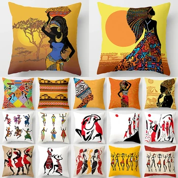 Aafrika Stiilis Muster Diivan Dekoratiivne Padi Padi Padjapüür Polüester 45*45 Viska Padi Home Decor Pillowcover 40891