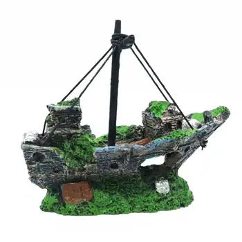 Mood Laevahukk Figuriin Mugav Mini Akvaariumi Maastiku Kahjustatud Mereväe War Paat Decor