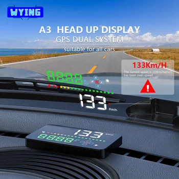 WYING A3 GPS Kiirus Häire HUD Head Up Display Digitaalne Näit Automaatne Kiiruse mõõtmise Aruanne Projektor Sobib Kõik Autod