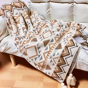 Pehme Tutt Kootud Tekid Ruuduline Bohemian Tapestry Nap Tekk Vintage Sügis-Talv Decor Tekk Diivan Kate Deken Cobertor