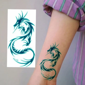 Uued Blue Dragon Totem Tätoveering Kleebis Veekindel Kestev Ajutine Tätoveering Meeste ja Naiste Käsi Lahe Isiksus Body Art Võltsitud Tattoo