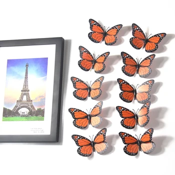 10tk Monarch Butterfly Teenetemärgi Kleebis Võltsitud Liblikad Käsitöö Kunstlik Liblikas Wall Decor 3D Magnet Külmkapp Kleebised