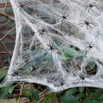 Halloween Hirmutav Pool Stseeni Rekvisiidid Valge Veniv Ämblikuvõrk Spider Web Õudus Halloween Teenetemärgi Baar Kummitab Maja
